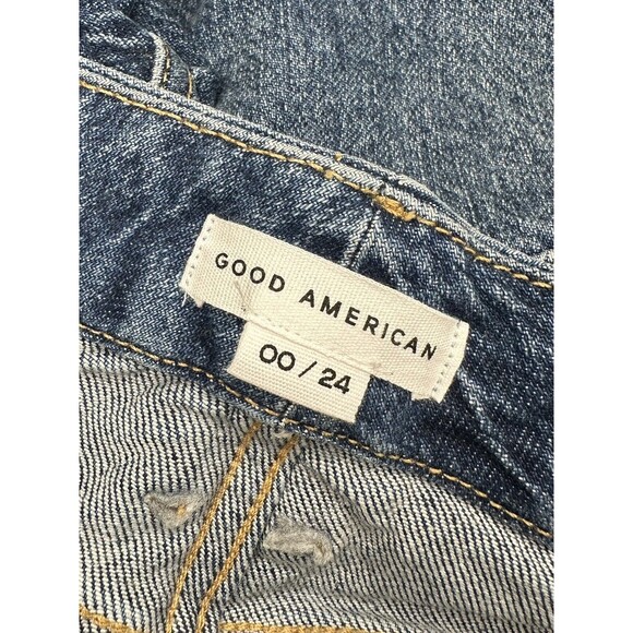 Good American Good Classic Jeans 00/24 High Rise Medium Wash Raw Hem NWT!!! - Picture 4 of 5